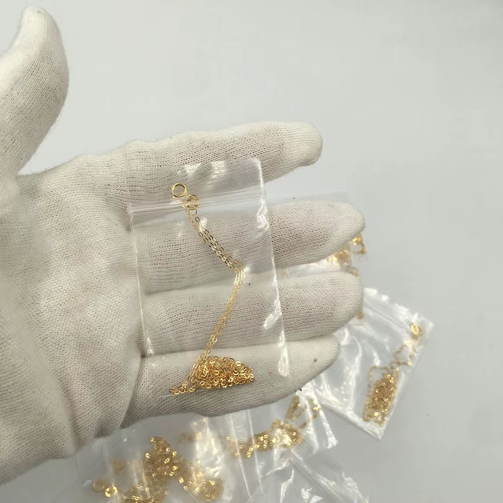 High Quality Au750 18Inch Real Solid 18K Gold Choker Necklace-About 0.3 Gram/Necklace