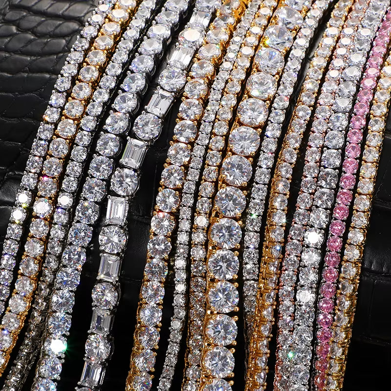Wholesale Women Jewelry Accessories Fashion Iced Out Tennis Chain Custom Brass Zircon Diamond Hip Hop Jewelry CZ Tennis Necklace