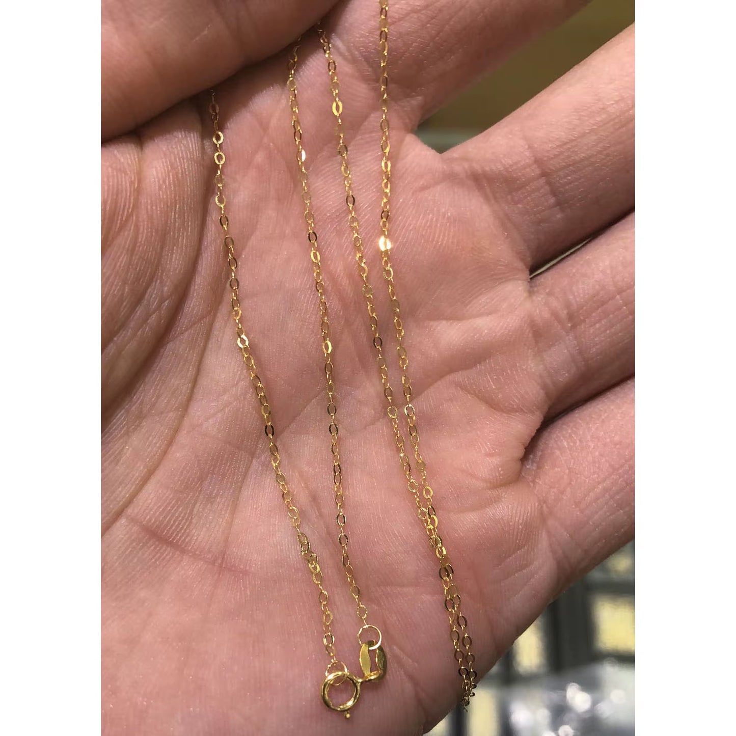 High Quality Au750 18Inch Real Solid 18K Gold Choker Necklace-About 0.3 Gram/Necklace