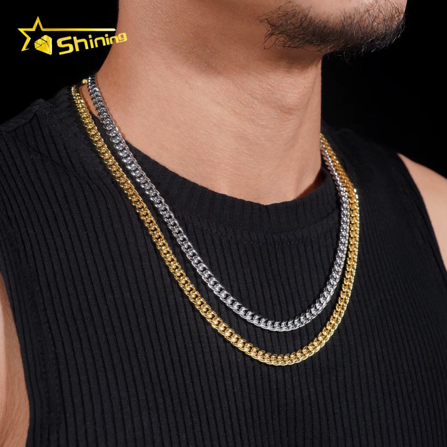 New Stocks Factory Price Hip Hop Jewelry 6Mm Solid 925 Sterling Silver Moissanite Lock Stainless Steel Cuban Link Chain