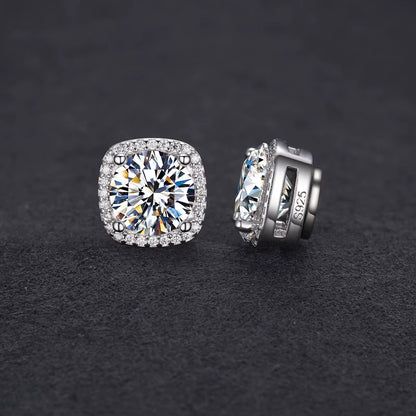 Pass Diamond Tester 5Mm 6.5Mm 8Mm Moissanite Magnetic Earrings 925 Sterling Silver Mossanite Diamond Halo Stud Earrings for Men