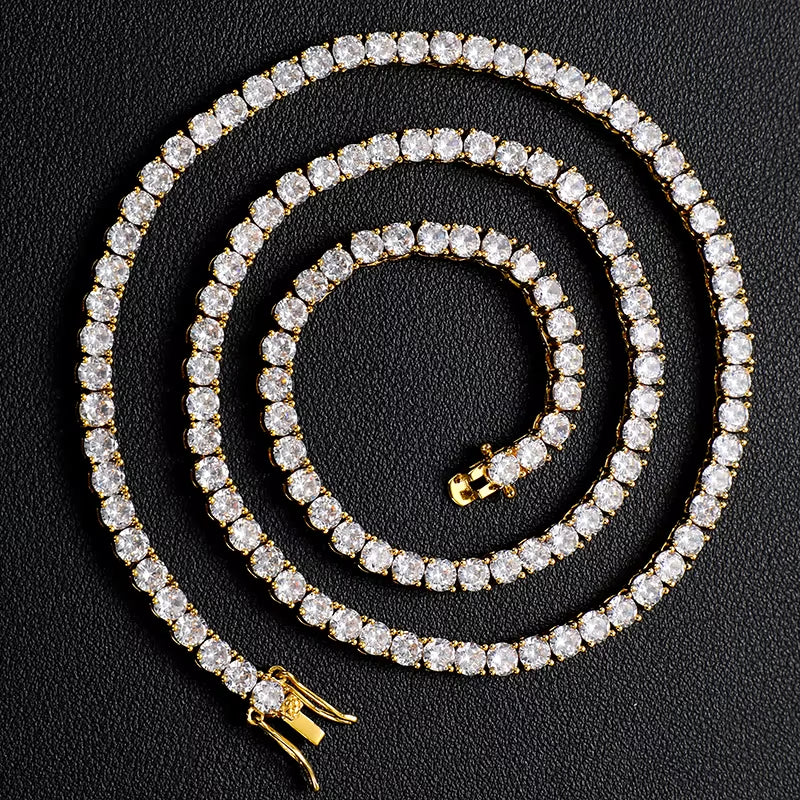 Wholesale Women Jewelry Accessories Fashion Iced Out Tennis Chain Custom Brass Zircon Diamond Hip Hop Jewelry CZ Tennis Necklace