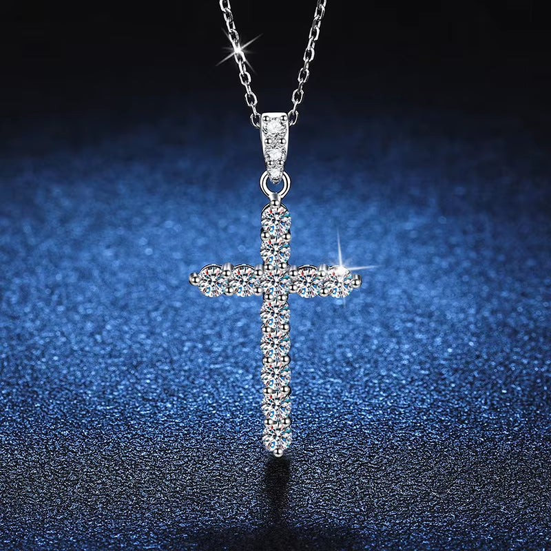 Fine Jewelry Moissanite 925 Silver Engagement Necklace for Women Mens Vintage Cross Pendant Necklace Diamond Moissanite Necklace