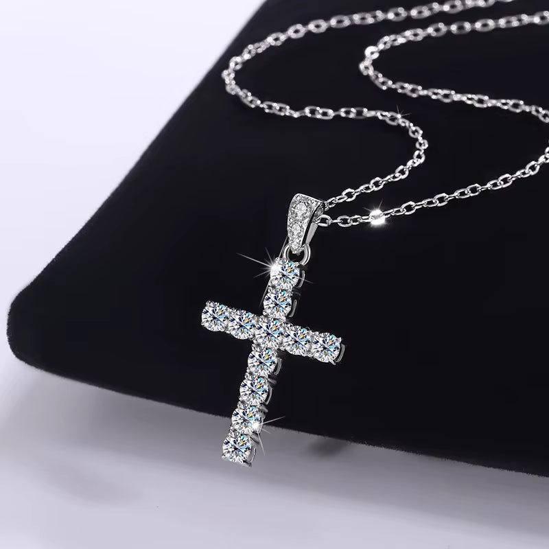 Fine Jewelry Moissanite 925 Silver Engagement Necklace for Women Mens Vintage Cross Pendant Necklace Diamond Moissanite Necklace