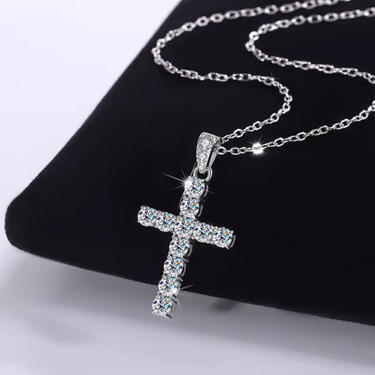 Fine Jewelry Moissanite 925 Silver Engagement Necklace for Women Mens Vintage Cross Pendant Necklace Diamond Moissanite Necklace