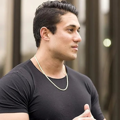 5Mm Rope Chain Necklace 24K Real Gold Plated- Women and Men (36 Inches)