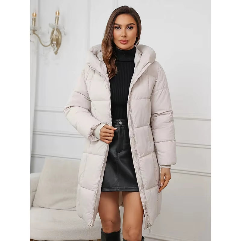 Women Winter Thicken down Cotton Jacket 2025 New Women Long Cotton Padded Jacket Women Loose Hooded Parkas Coat Women Outwear