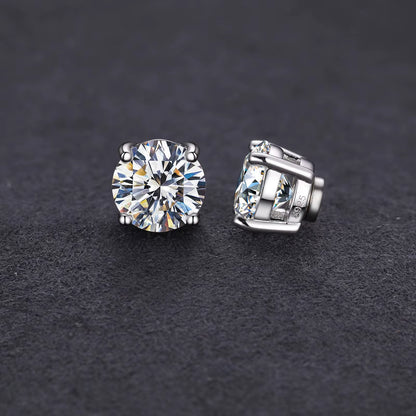 Pass Diamond Tester 5Mm 6.5Mm 8Mm Moissanite Magnetic Earrings 925 Sterling Silver Mossanite Diamond Halo Stud Earrings for Men