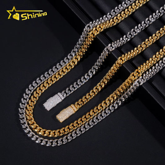 New Stocks Factory Price Hip Hop Jewelry 6Mm Solid 925 Sterling Silver Moissanite Lock Stainless Steel Cuban Link Chain