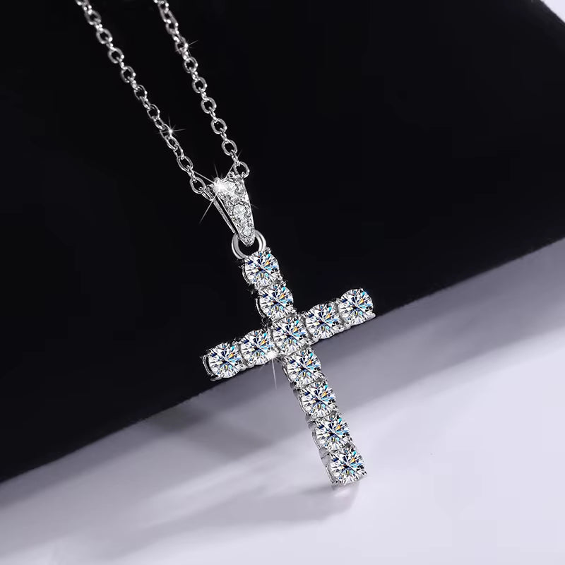 Fine Jewelry Moissanite 925 Silver Engagement Necklace for Women Mens Vintage Cross Pendant Necklace Diamond Moissanite Necklace