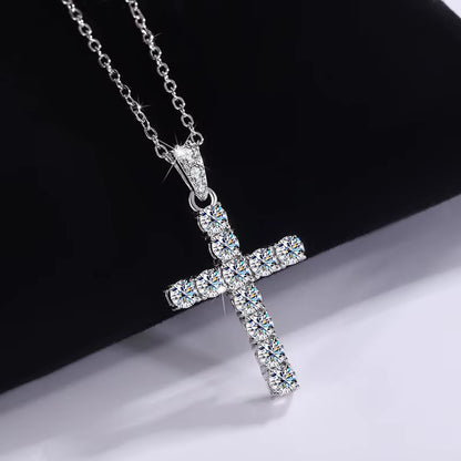 Fine Jewelry Moissanite 925 Silver Engagement Necklace for Women Mens Vintage Cross Pendant Necklace Diamond Moissanite Necklace
