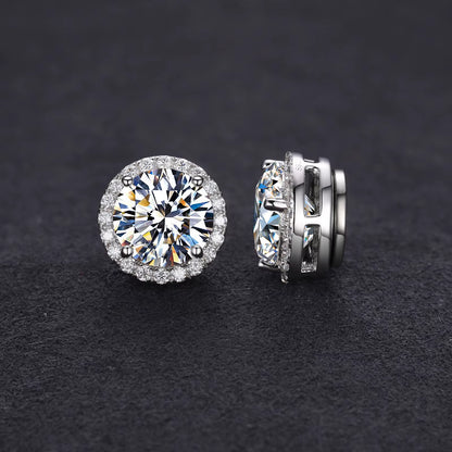 Pass Diamond Tester 5Mm 6.5Mm 8Mm Moissanite Magnetic Earrings 925 Sterling Silver Mossanite Diamond Halo Stud Earrings for Men