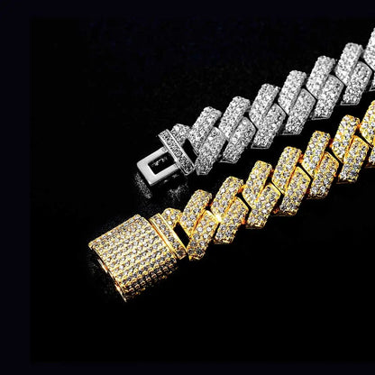 14Mm Full Diamond Cuban Bracelet for Women Silver Plated Iced Out CZ Cuban Link Bracelet Fine Jewelry