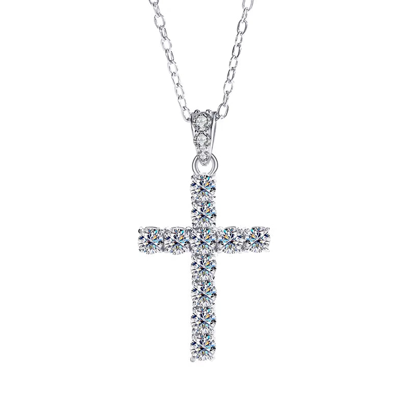 Fine Jewelry Moissanite 925 Silver Engagement Necklace for Women Mens Vintage Cross Pendant Necklace Diamond Moissanite Necklace