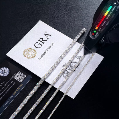925 Sterling Silver Vvs Moissanite Chain 2Mm 3Mm 4Mm 5Mm White Gold Women Men Fine Jewelry Gifts Gra Lab Diamond Tennis Bracelet