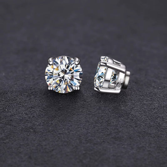 Pass Diamond Tester 5Mm 6.5Mm 8Mm Moissanite Magnetic Earrings 925 Sterling Silver Mossanite Diamond Halo Stud Earrings for Men