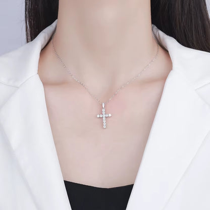 Fine Jewelry Moissanite 925 Silver Engagement Necklace for Women Mens Vintage Cross Pendant Necklace Diamond Moissanite Necklace
