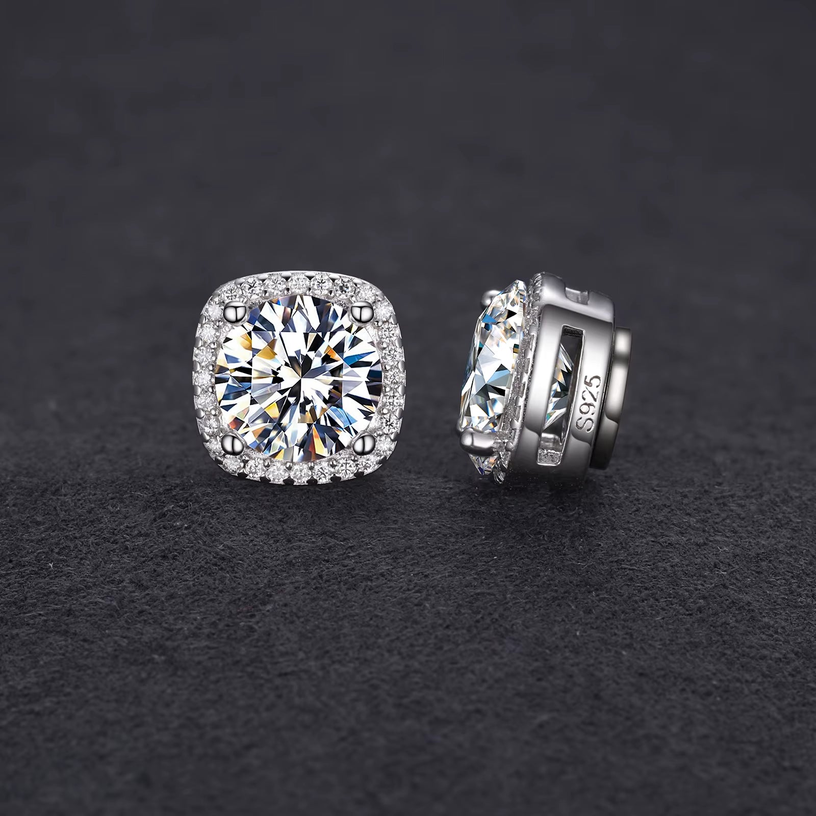 Pass Diamond Tester 5Mm 6.5Mm 8Mm Moissanite Magnetic Earrings 925 Sterling Silver Mossanite Diamond Halo Stud Earrings for Men