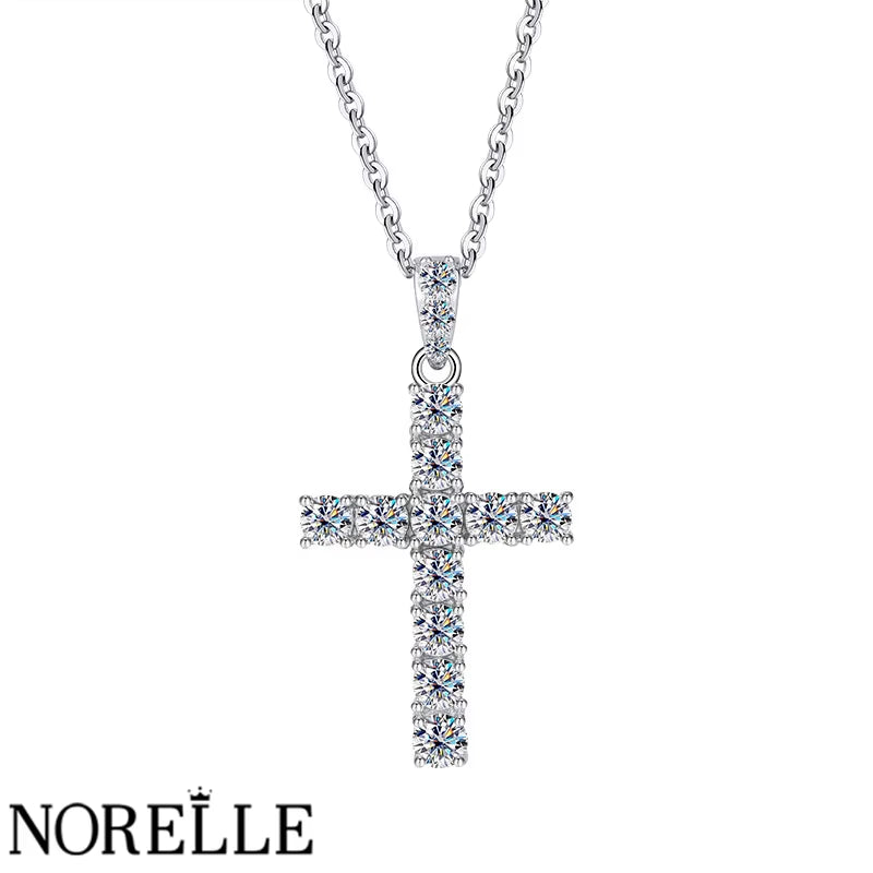 Fine Jewelry Moissanite 925 Silver Engagement Necklace for Women Mens Vintage Cross Pendant Necklace Diamond Moissanite Necklace