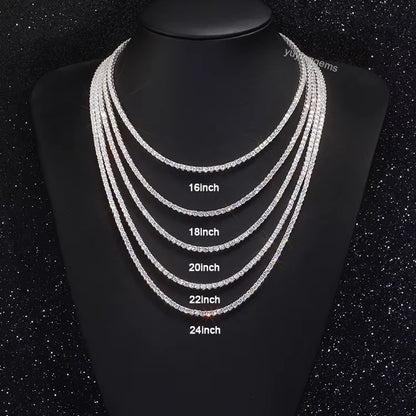 Wholesale Price 925 Sterling Silver Necklace 2Mm-6.5Mm Wide 5A CZ Diamond Tennis Chain Jewelry