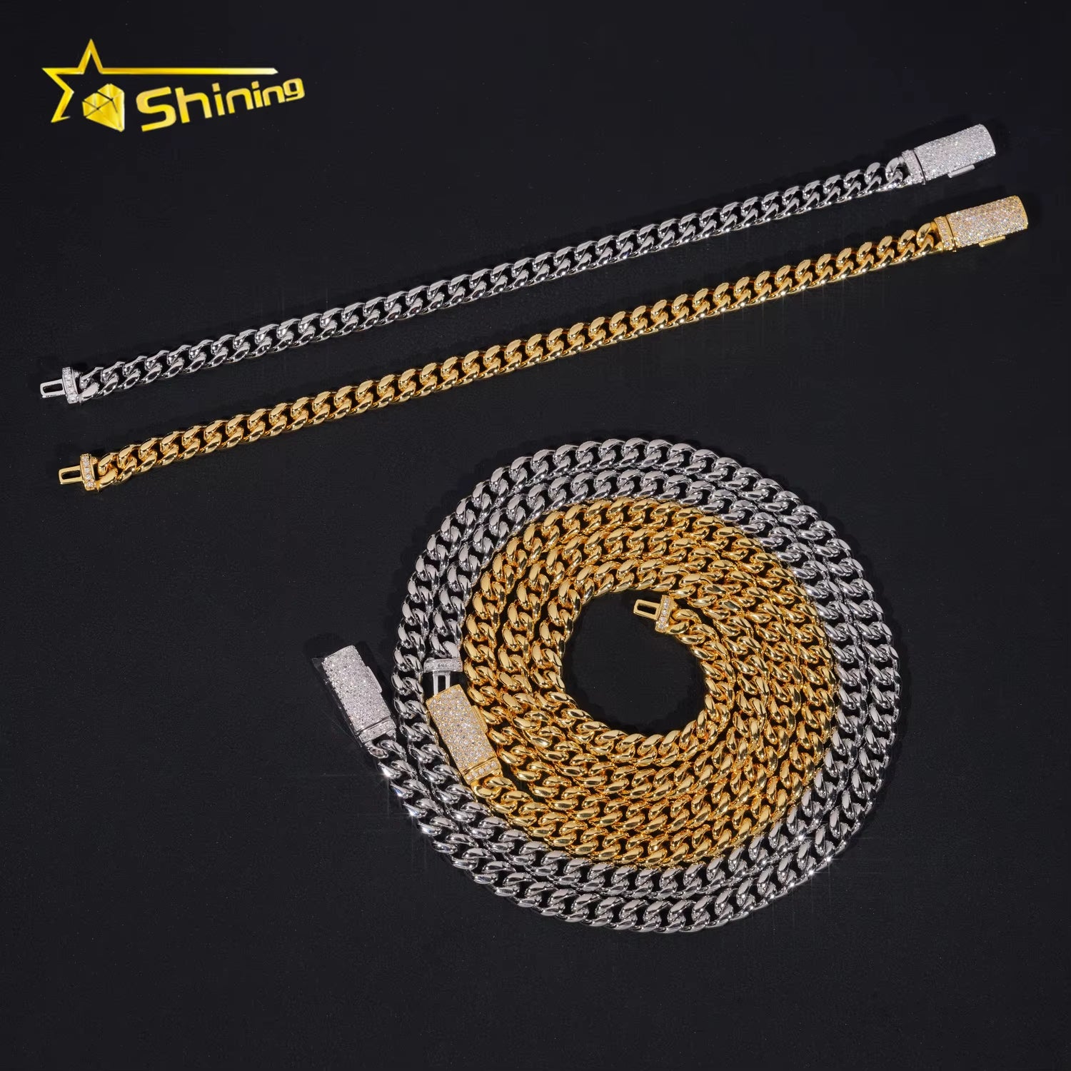 New Stocks Factory Price Hip Hop Jewelry 6Mm Solid 925 Sterling Silver Moissanite Lock Stainless Steel Cuban Link Chain