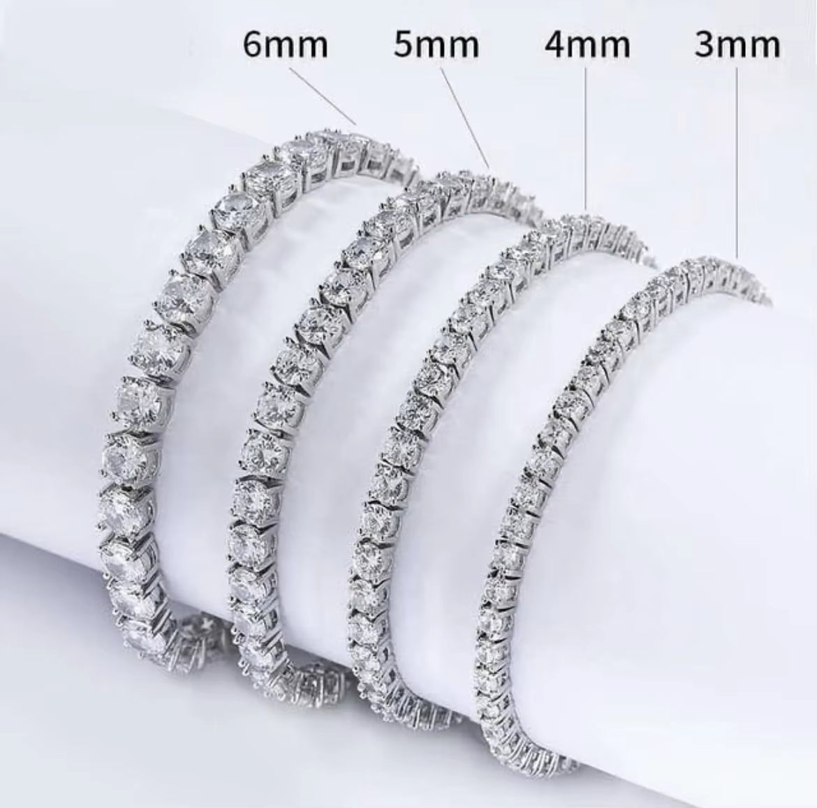 Wholesale Price 925 Sterling Silver Necklace 2Mm-6.5Mm Wide 5A CZ Diamond Tennis Chain Jewelry